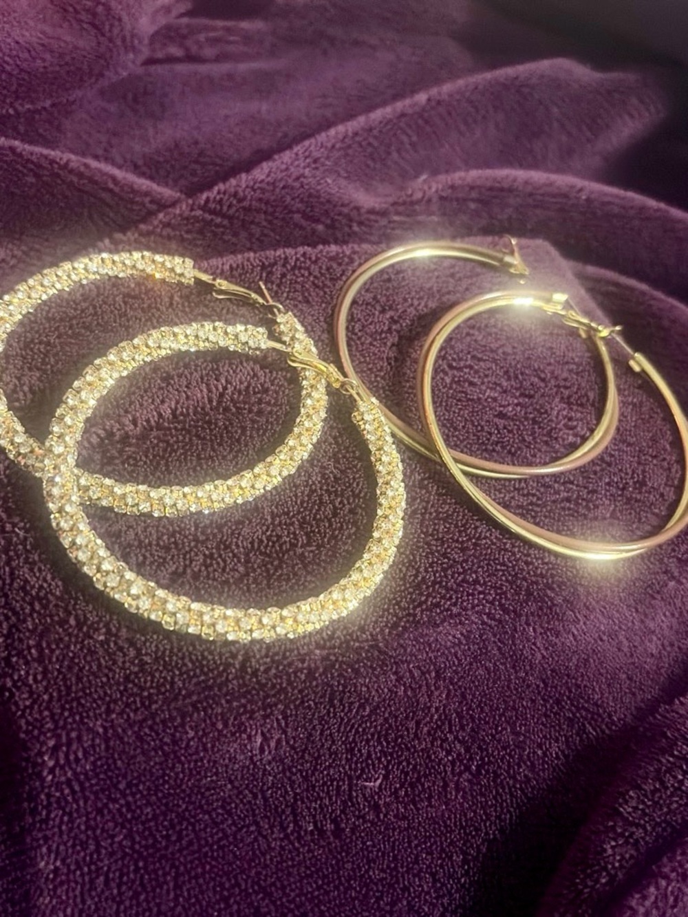 Gold Sparkle and Classic Gold Hoop Earring Set - Women Jewelry